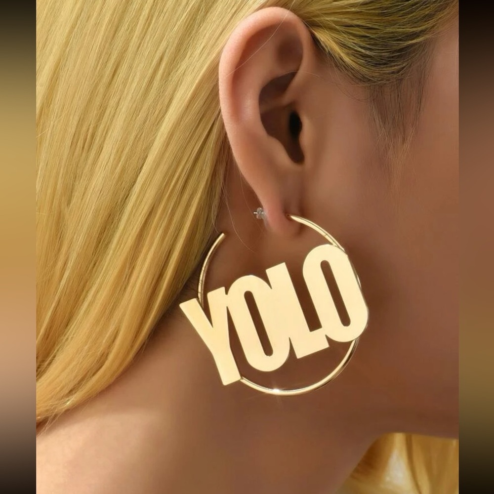✨ Awesome Pop Art Statement Hoop Earrings YOLO You Only Live Once ✨